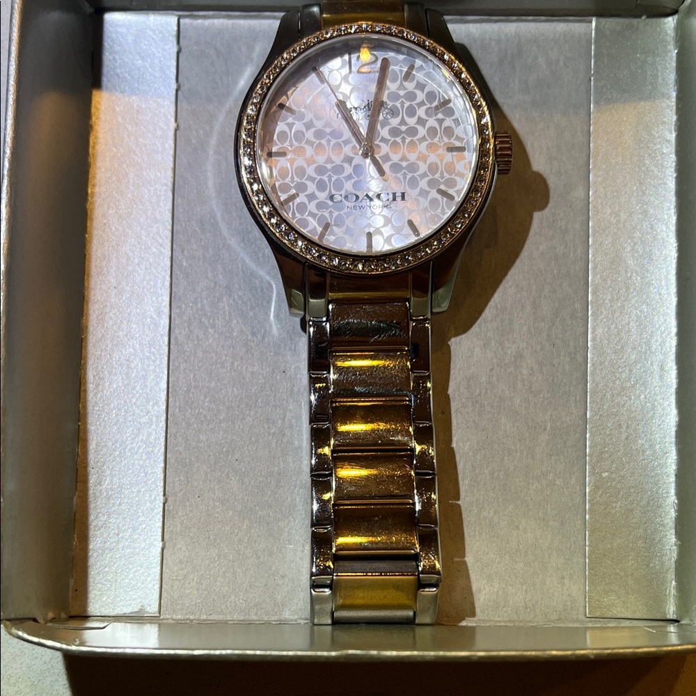 Coach Metallic Silver Watch with Textured Dial